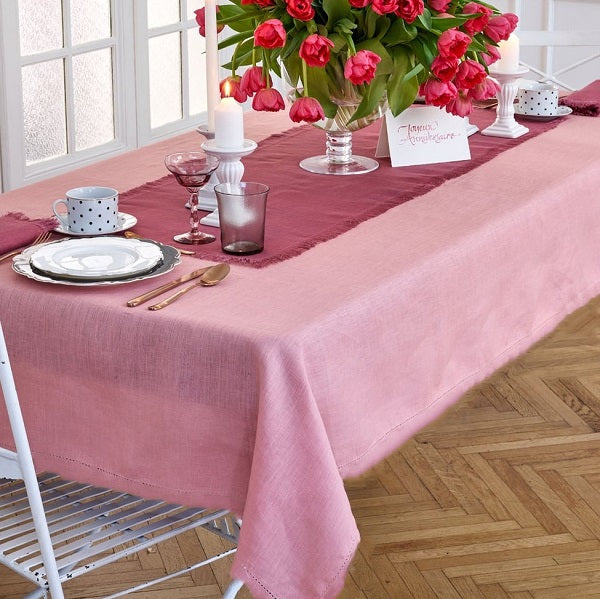 Tovaglia rosa tinta unita 100% lino